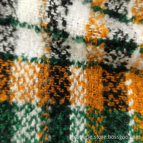 Boucle fashion Plaid design with loops yarn fabrics